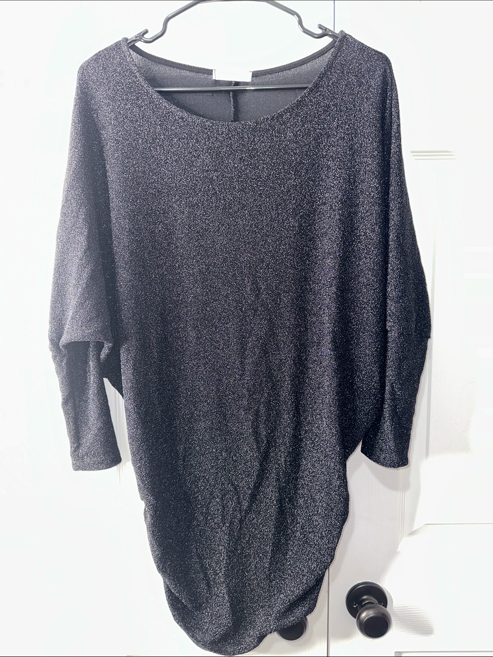 Cherish Black Metallic Scoop Neck Sweater